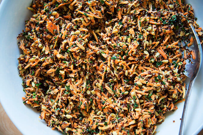 carrot-quinoa salad with lemon-tahini dressing