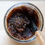 A jar of apple chutney.