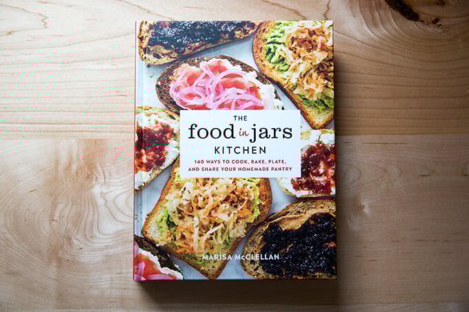 The Food in Jars Kitchen by Marisa McClellan on the counter.