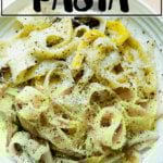 A plate of braised leek pappardelle.