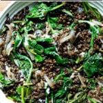 black lentils with spinach and labneh