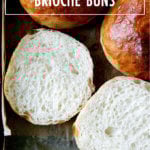 A halved brioche bun.