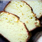 sliced orange-ricotta pound cake on a bowl
