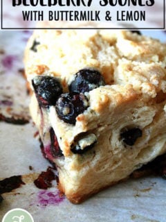 Buttermilk-blueberry scone up close.