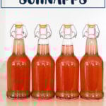 Four bottles of rhubarb schnapps.