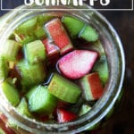 Overhead shot of rhubarb schnapps.