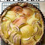 An overhead shot of a French apple tart.