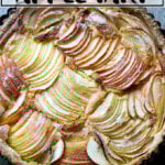 An overhead shot of a French apple tart.