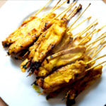 Easy Thai chicken satay on a plate.
