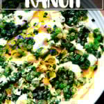 A bowl of homemade ranch dip with Greek yogurt.