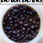 An overhead shot of a quart of slow-cooker black beans.