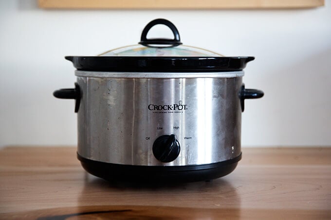 A Crockpot on a countertop.
