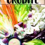 A platter of crudités with dip.