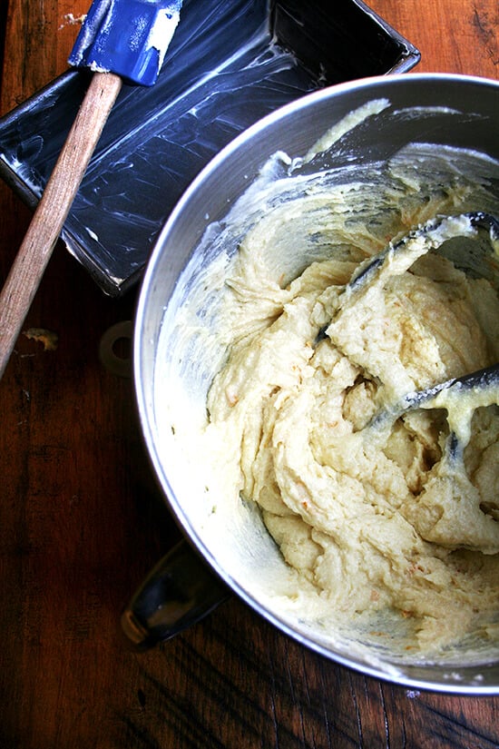 Orange-ricotta loaf batter.