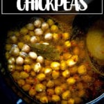 A pot of slow cooker chickpeas.