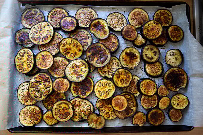 Roasted eggplant slices