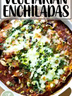 Just-baked black bean and cheese enchiladas.