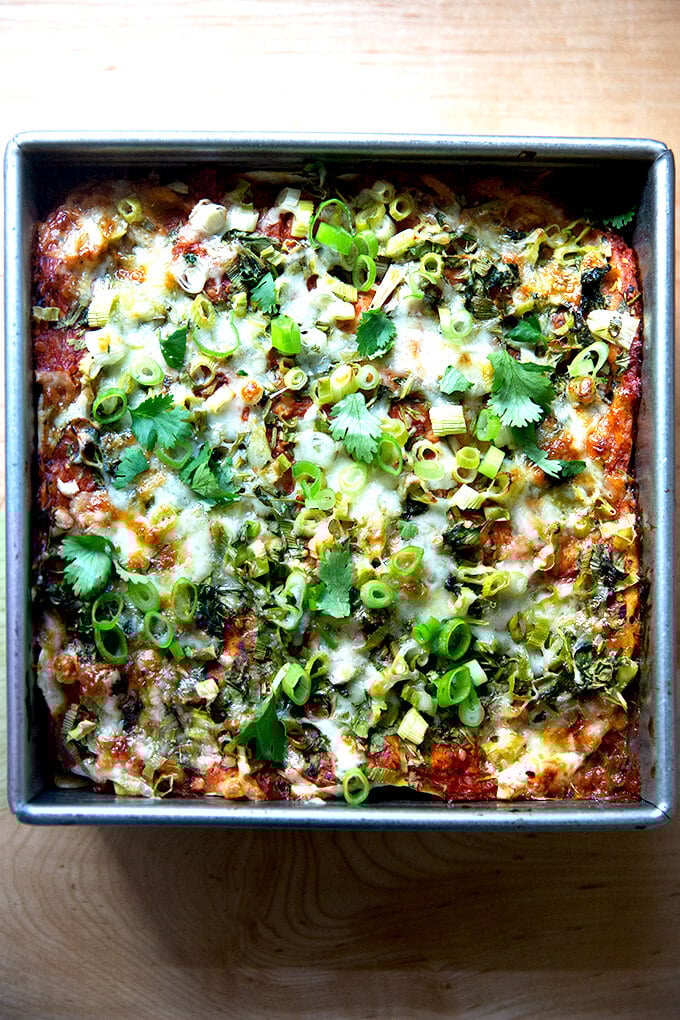 Just baked vegetarian tortilla casserole.