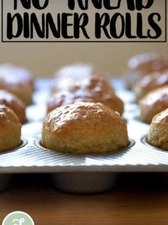 Just-baked thyme dinner rolls in a muffin tin.