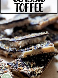 A pile of classic toffee shards.