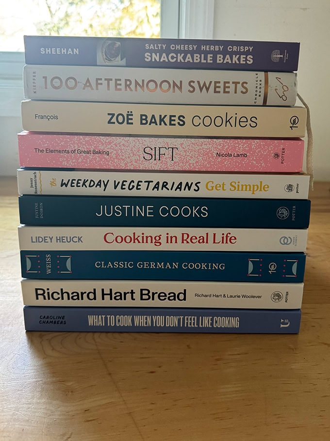 A stack of cookbooks.