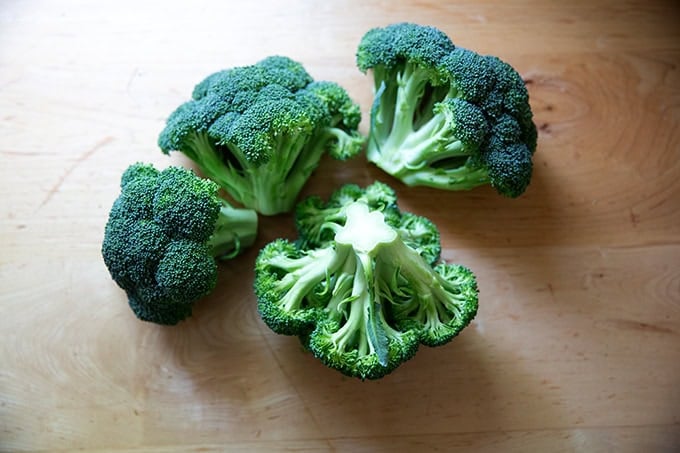 Four small heads of broccoli.