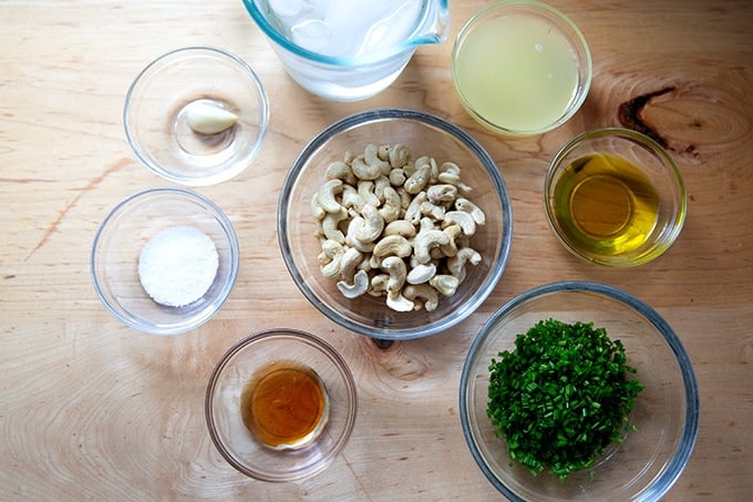 Ingredients to make vegan ranch dressing.