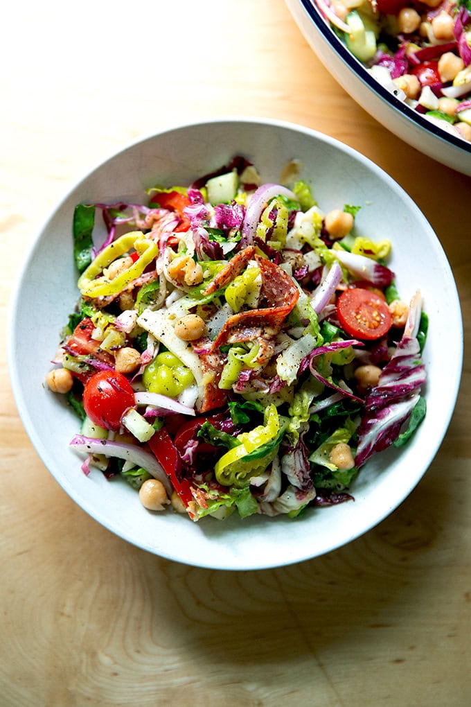 A bowl of classic chopped salad.