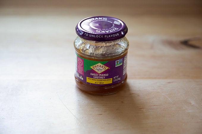 A jar of mango chutney.