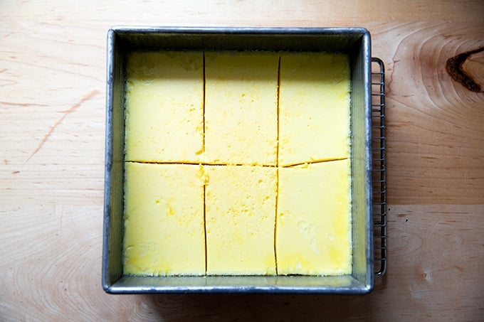 Just-baked egg custard.