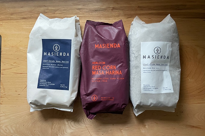 Three bags of Masienda harina.