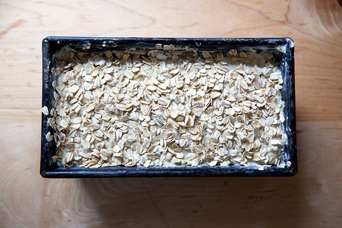 Irish brown bread ready for the oven.