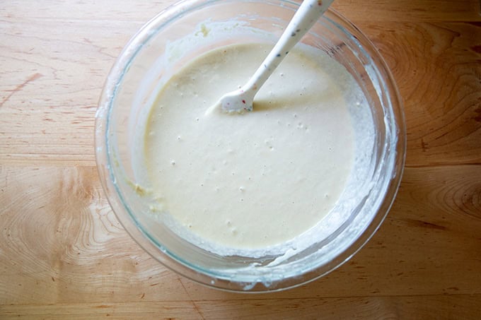 Sourdough discard pancake batter all mixed together.