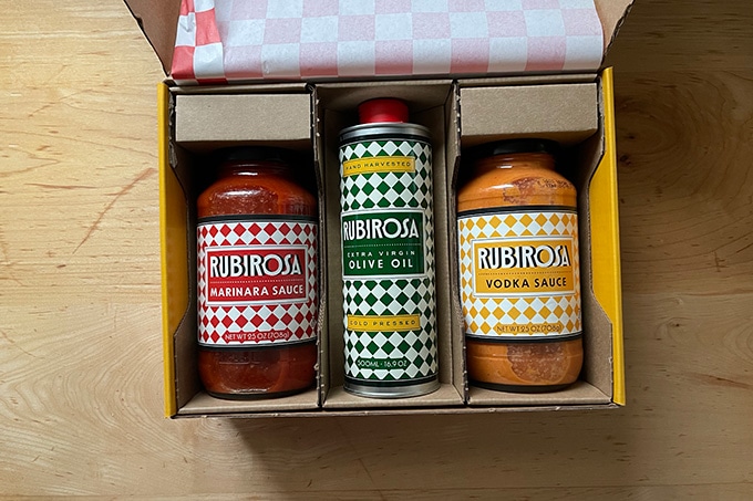 Rubirosa sauce and olive oil.