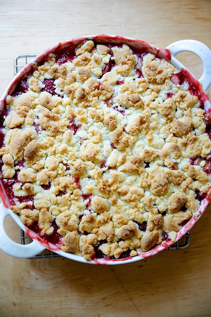 Just baked strawberry-rhubarb crisp.