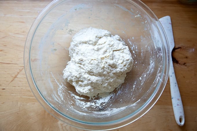 Stirred together focaccia dough.