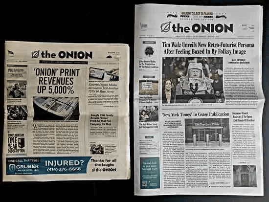 Physical copy of The Onion.