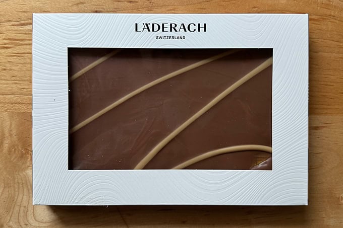 A box of Laderach Dubai Chocolate.