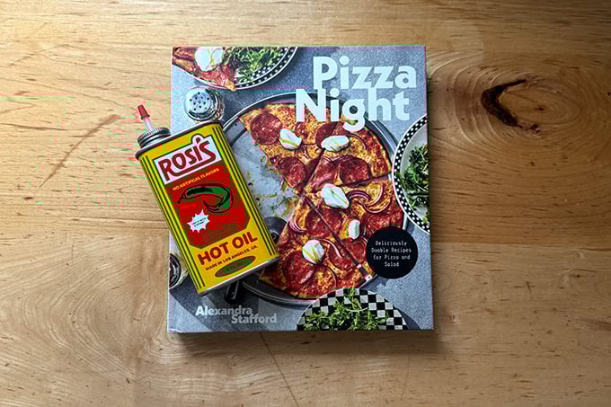 Pizza Night cookbook aside Rosi's hot oil.