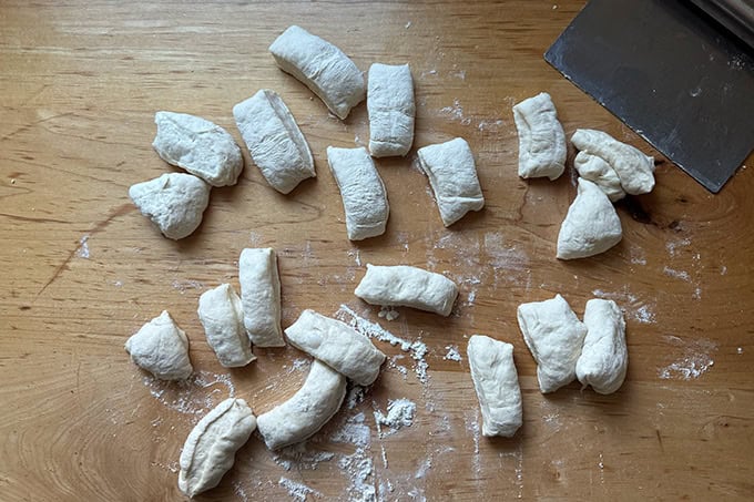 Portioned monkey bread dough.